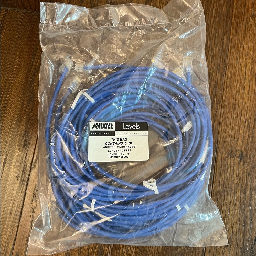 Set of 5 - Patch Cord Mod 24 AWG 4-Pair stranded Enhanced CAT 5e A/B 10ft Blue